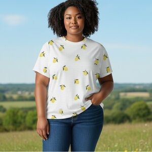 Old Navy White Short-Sleeve Tee with Yellow Lemon Print